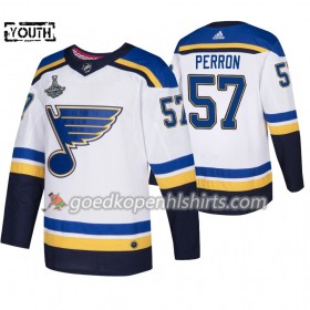 St. Louis Blues David Perron 57 Adidas 2019 Stanley Cup Champions Wit Authentic Shirt - Kinderen